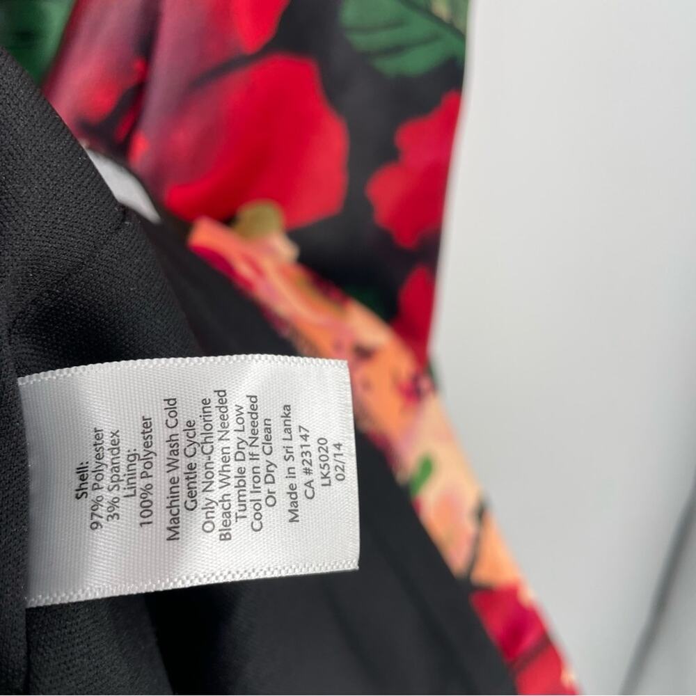 Talbots Floral Print Dress - Red, Pink, Green, Black - Picture 9 of 11